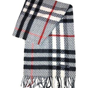 Burberry Vintage Large Plaid Weave Gray Red Black White Luxury Fall Winter Scarf